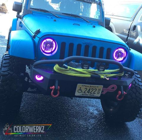 1997-2018 Jeep Wrangler JK RGBW Color-Chasing LED Halo Kit - Image 11