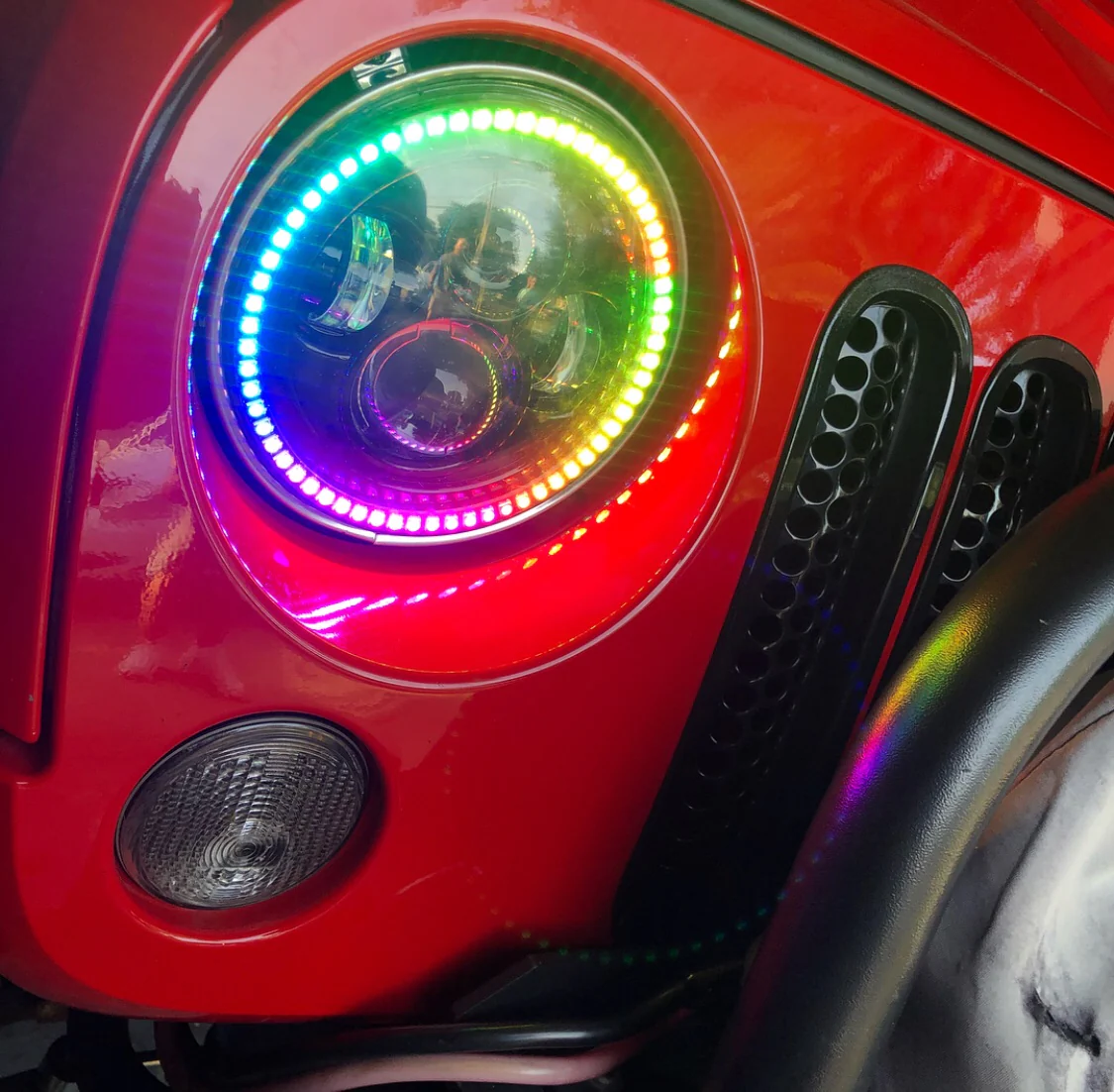 1997-2018 Jeep Wrangler JK RGBW Color-Chasing LED Halo Kit - Image 9