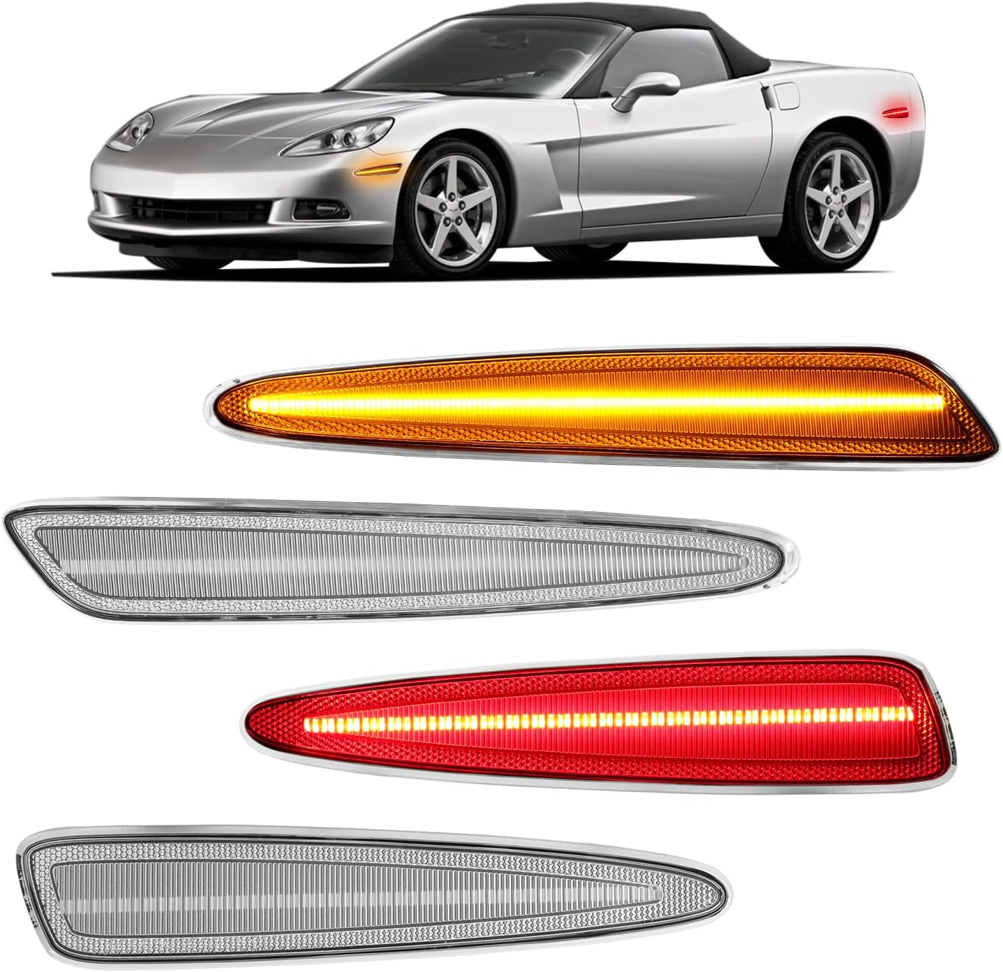 2005-2013 Chevrolet C6 Corvette Clear or Smoked LED Sidemarker Lights - Image 7
