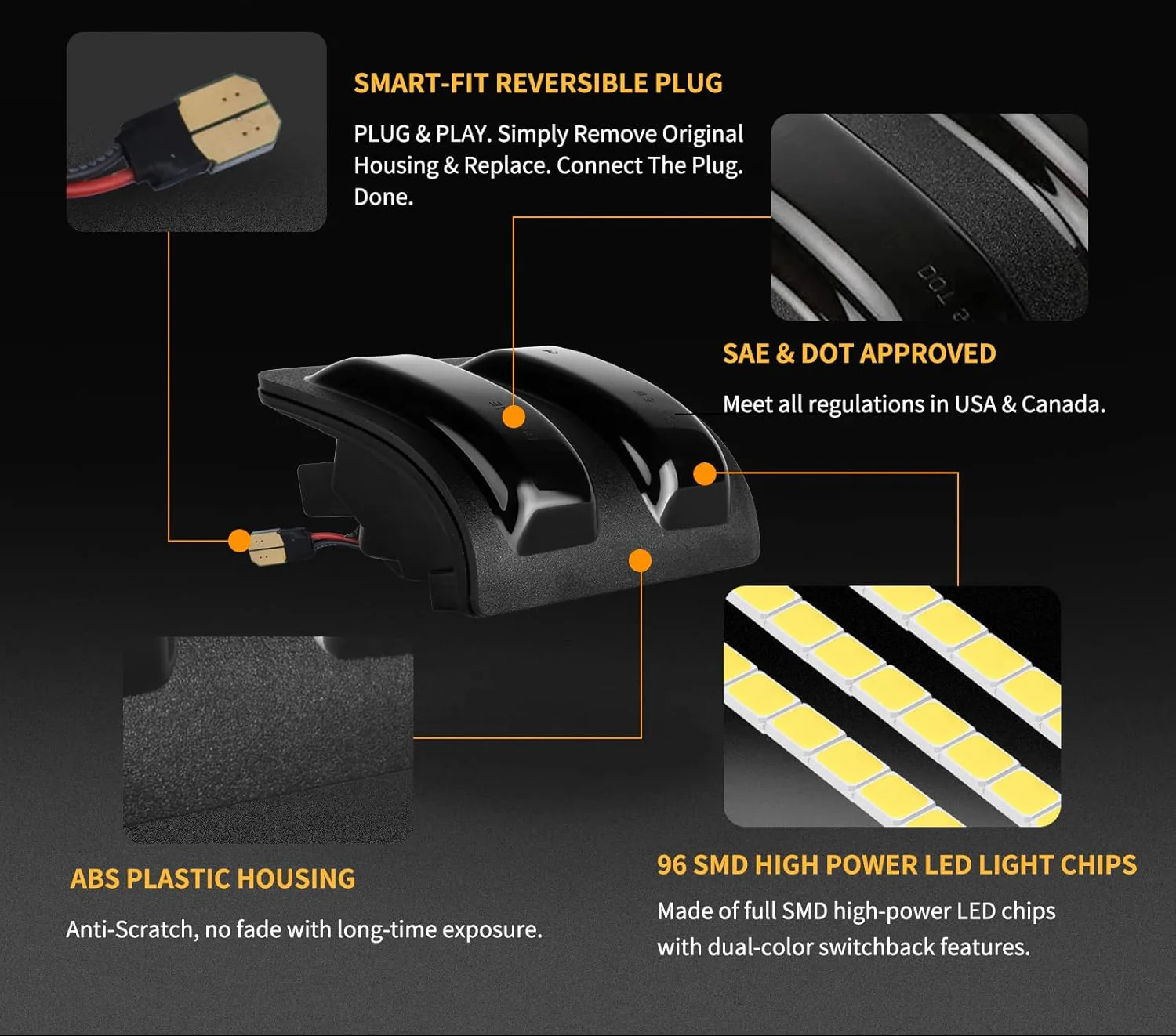 2008-2016 Ford F250 Super Duty Switchback LED Smoked Mirror Lights - Image 5