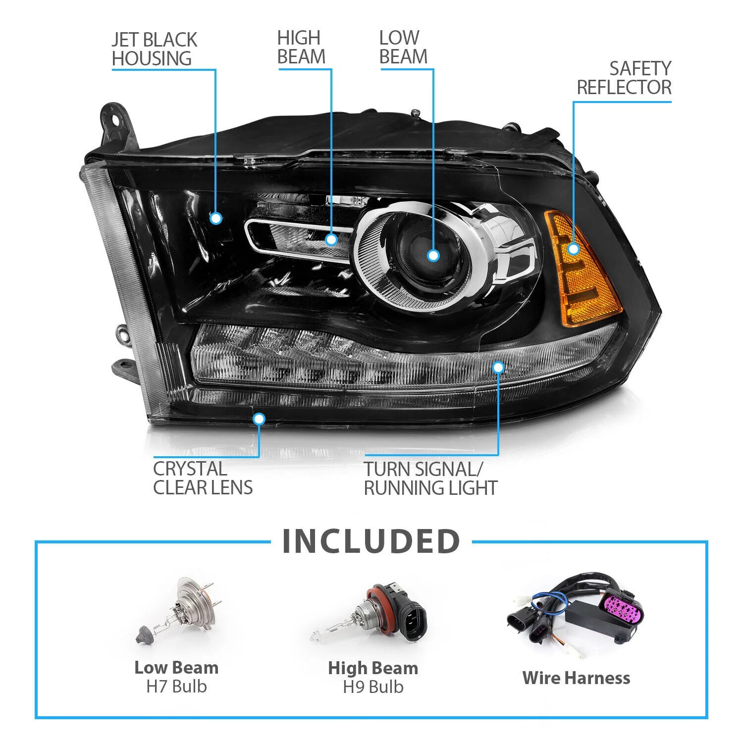 2009-2018 Dodge Ram 1500 HD RGBW Flow Series LED Halo DRL Headlights - Image 9