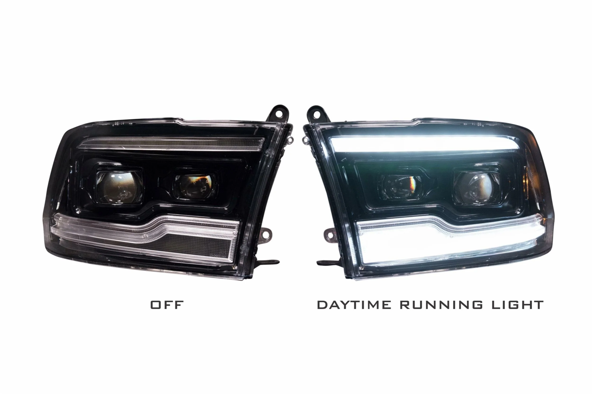 2009-2018 Dodge Ram XB White Amber LED DRL Projector Headlights - Image 16