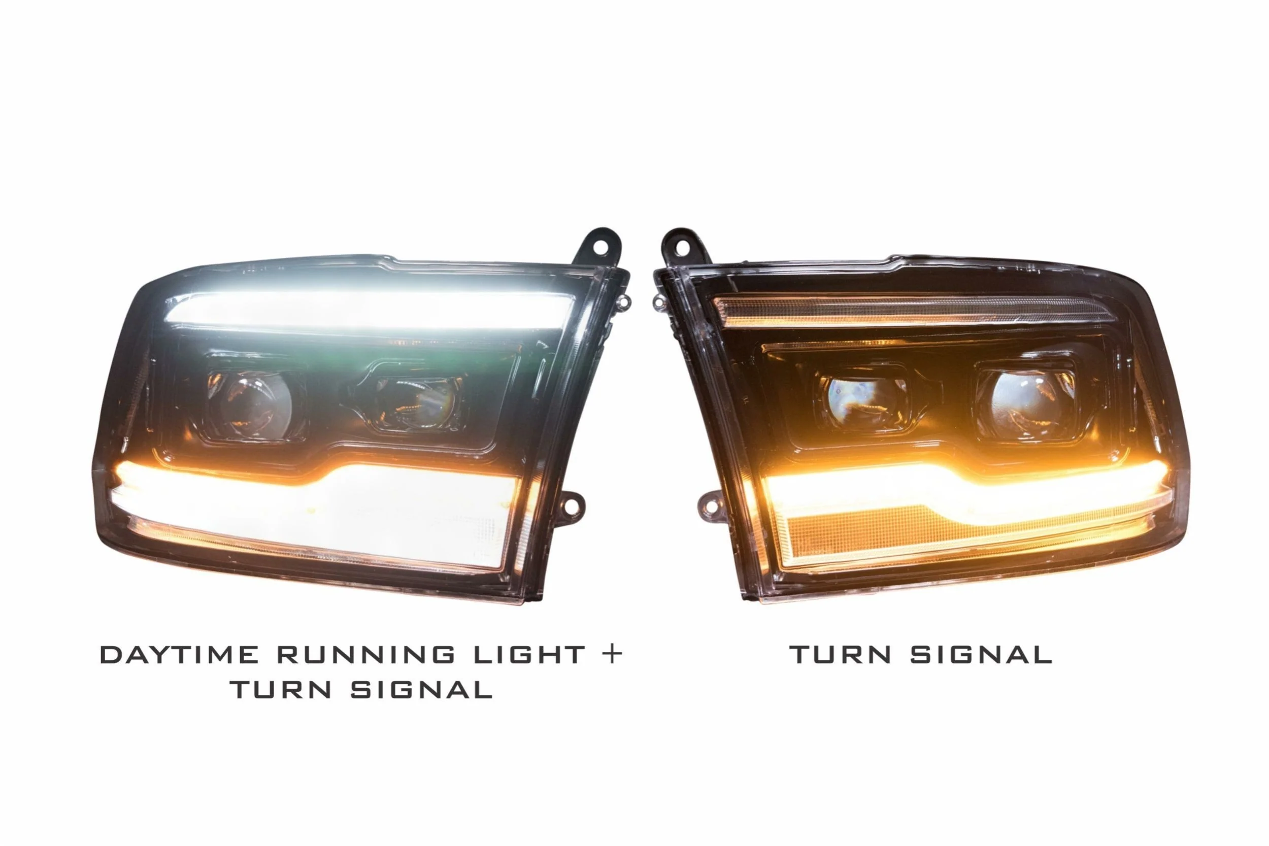 2009-2018 Dodge Ram XB White Amber LED DRL Projector Headlights - Image 18