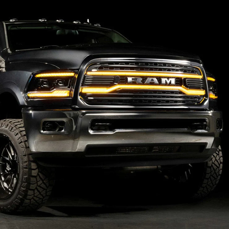 2009-2018 Dodge Ram XB White Amber LED DRL Projector Headlights - Image 5