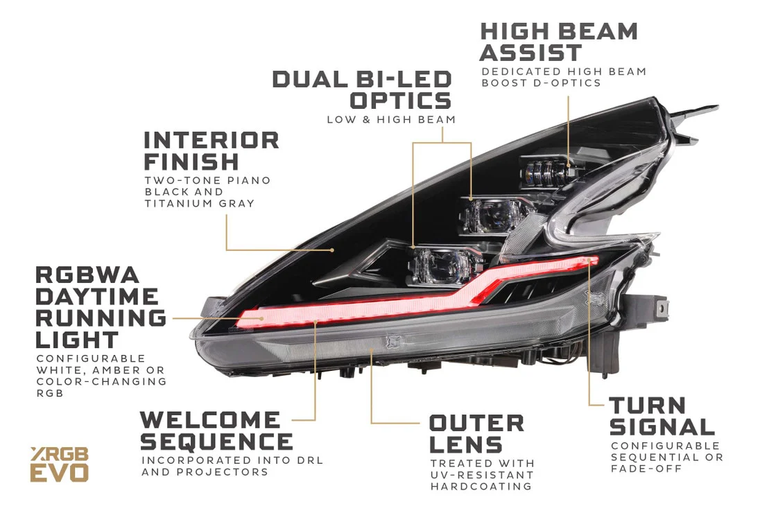 2009-2021 Nissan 370z XRGB EVO LED DRL Projector Headlights - Image 14