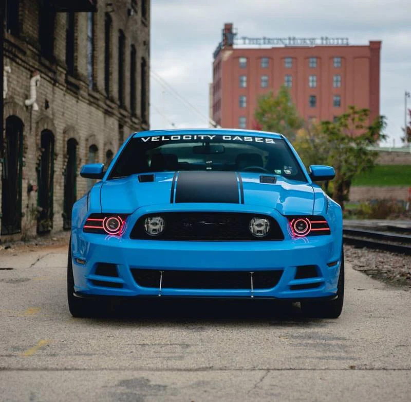 2010-2014 Ford Mustang RGBW Flow Series LED DRL Halo Prebuilt Headlights - Image 17