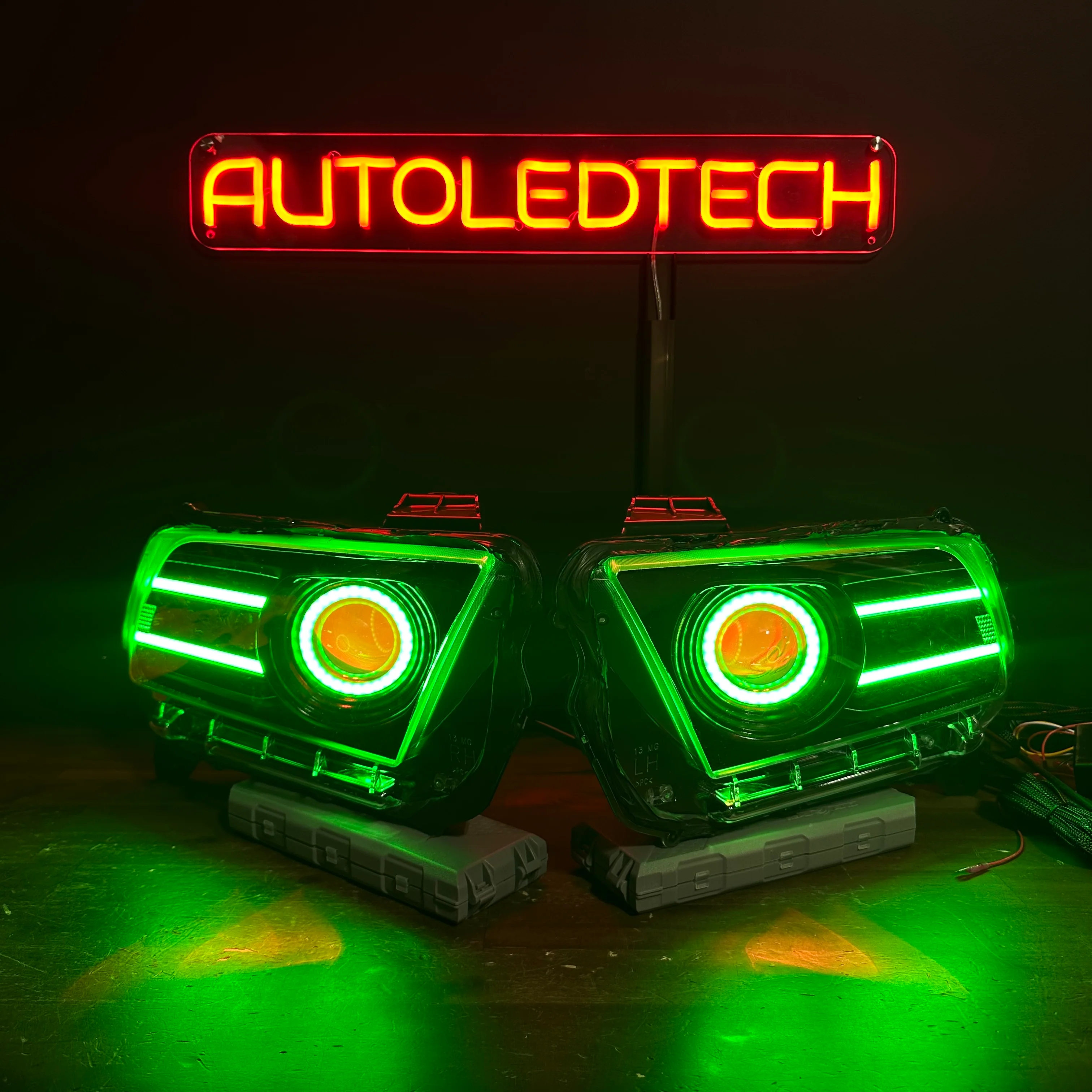 2010-2014 Ford Mustang RGBW Flow Series LED DRL Halo Prebuilt Headlights - Image 5