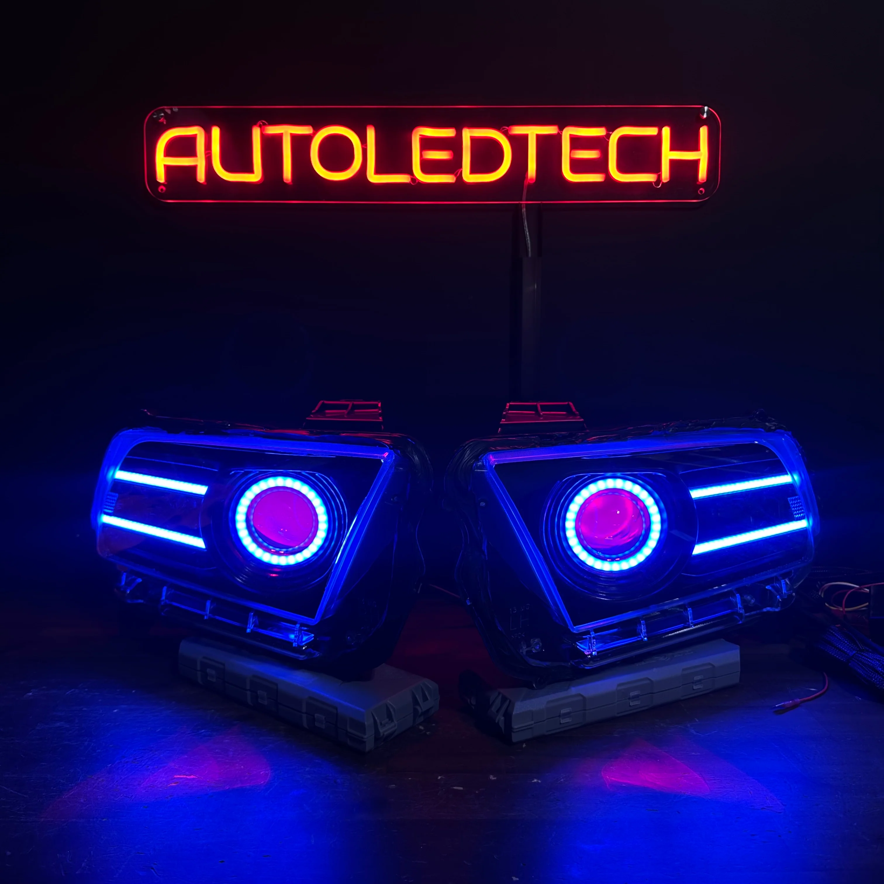 2010-2014 Ford Mustang RGBW Flow Series LED DRL Halo Prebuilt Headlights - Image 6