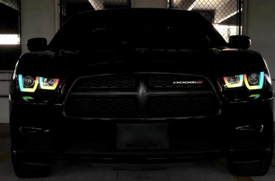 2011-2014 Dodge Charger RGBW Flow Series LED Halo DRL Spec-D Headlights - Image 18