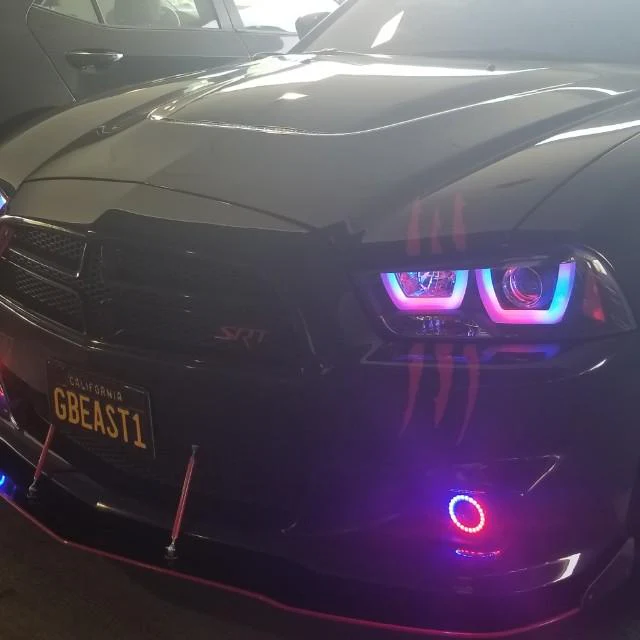 2011-2014 Dodge Charger RGBW Flow Series LED Halo DRL Spec-D Headlights - Image 21