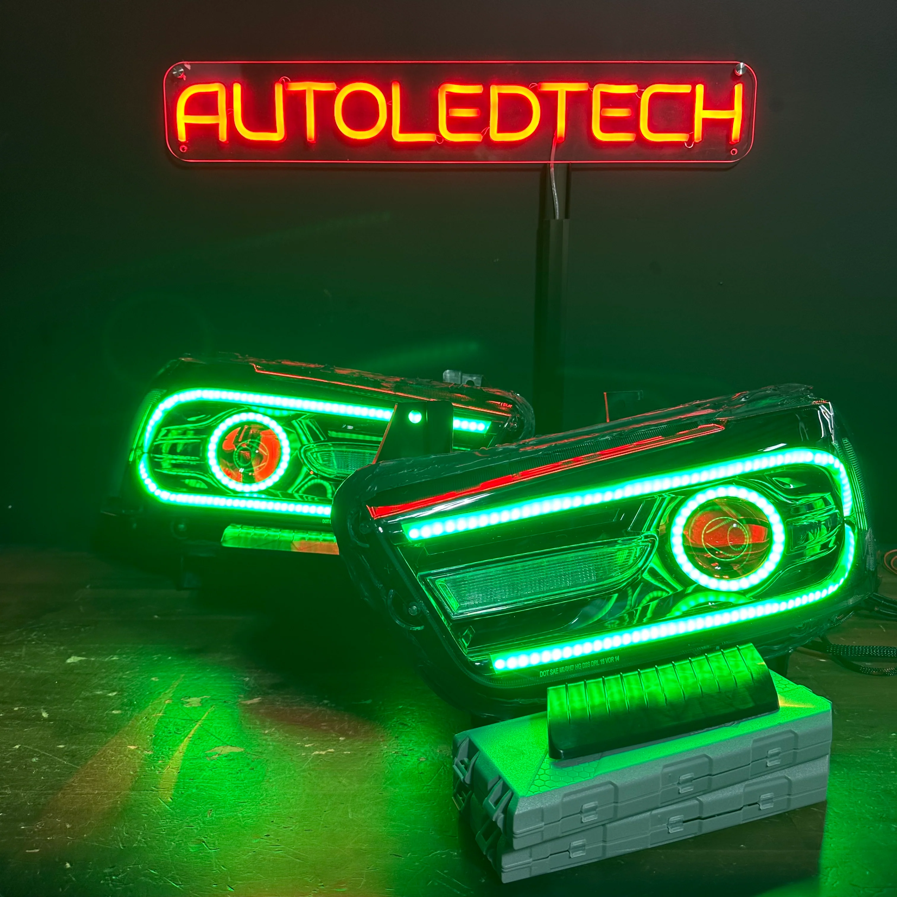 2011-2014 Dodge Charger RGBW Flow Series LED DRL Projector Headlights - Image 3