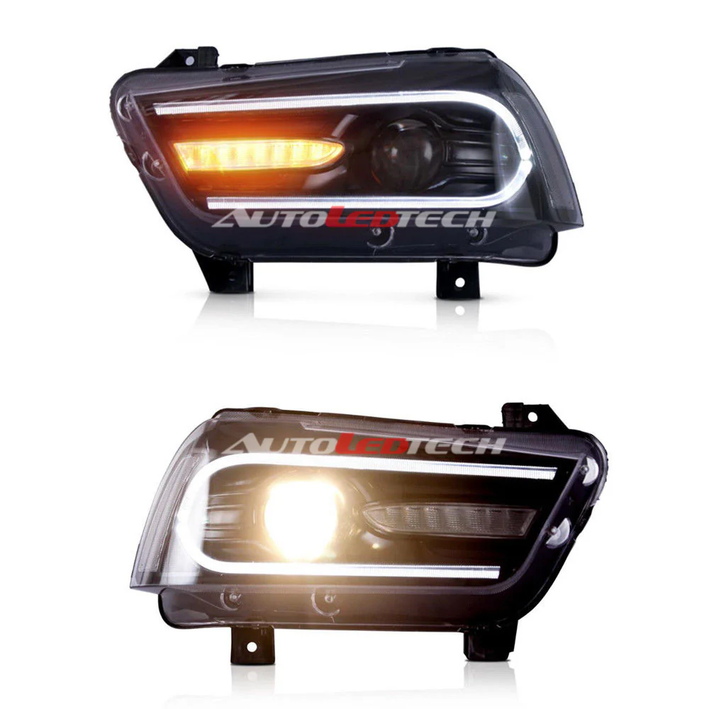 2011-2014 Dodge Charger RGBW Flow Series LED DRL Projector Headlights - Image 30