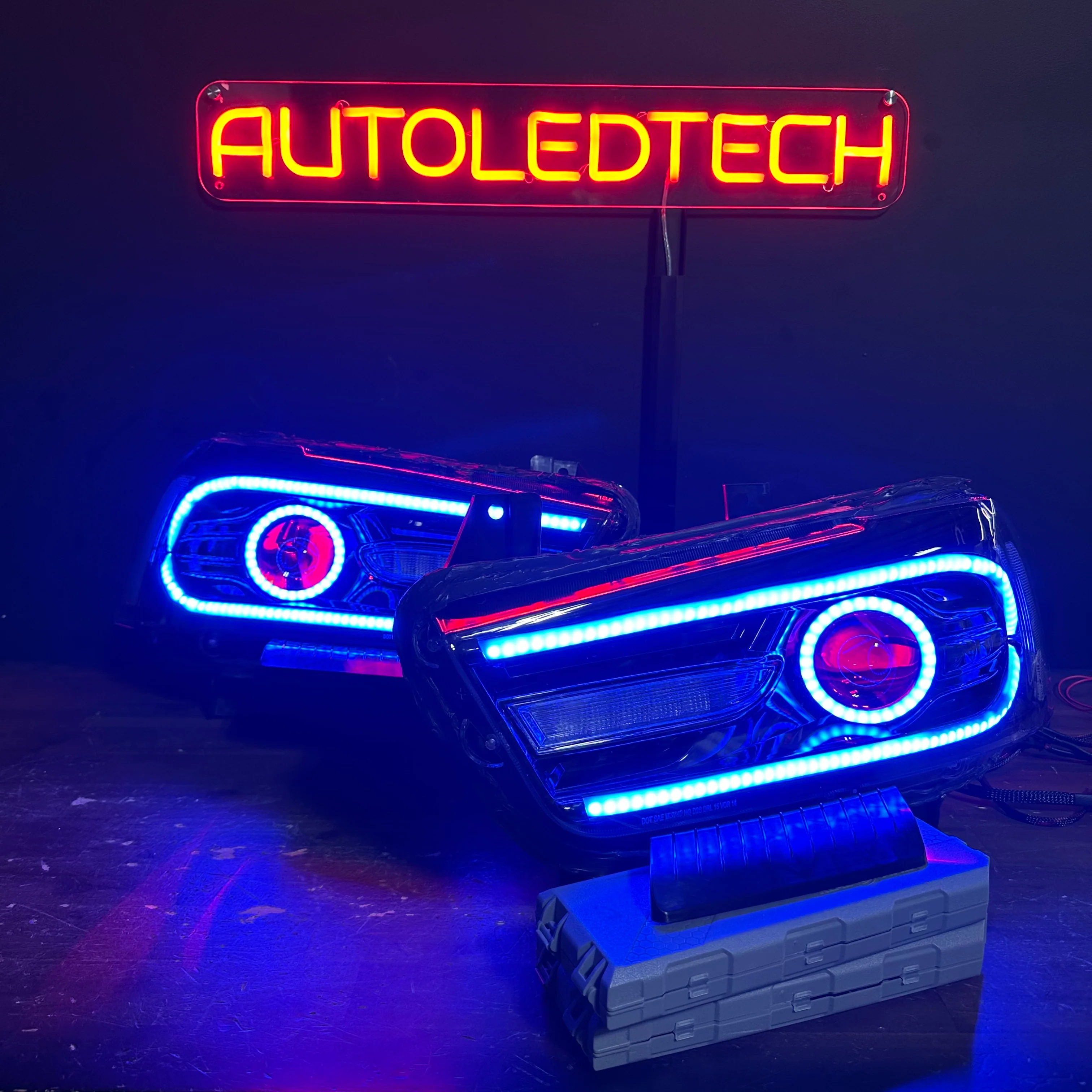 2011-2014 Dodge Charger RGBW Flow Series LED DRL Projector Headlights - Image 4