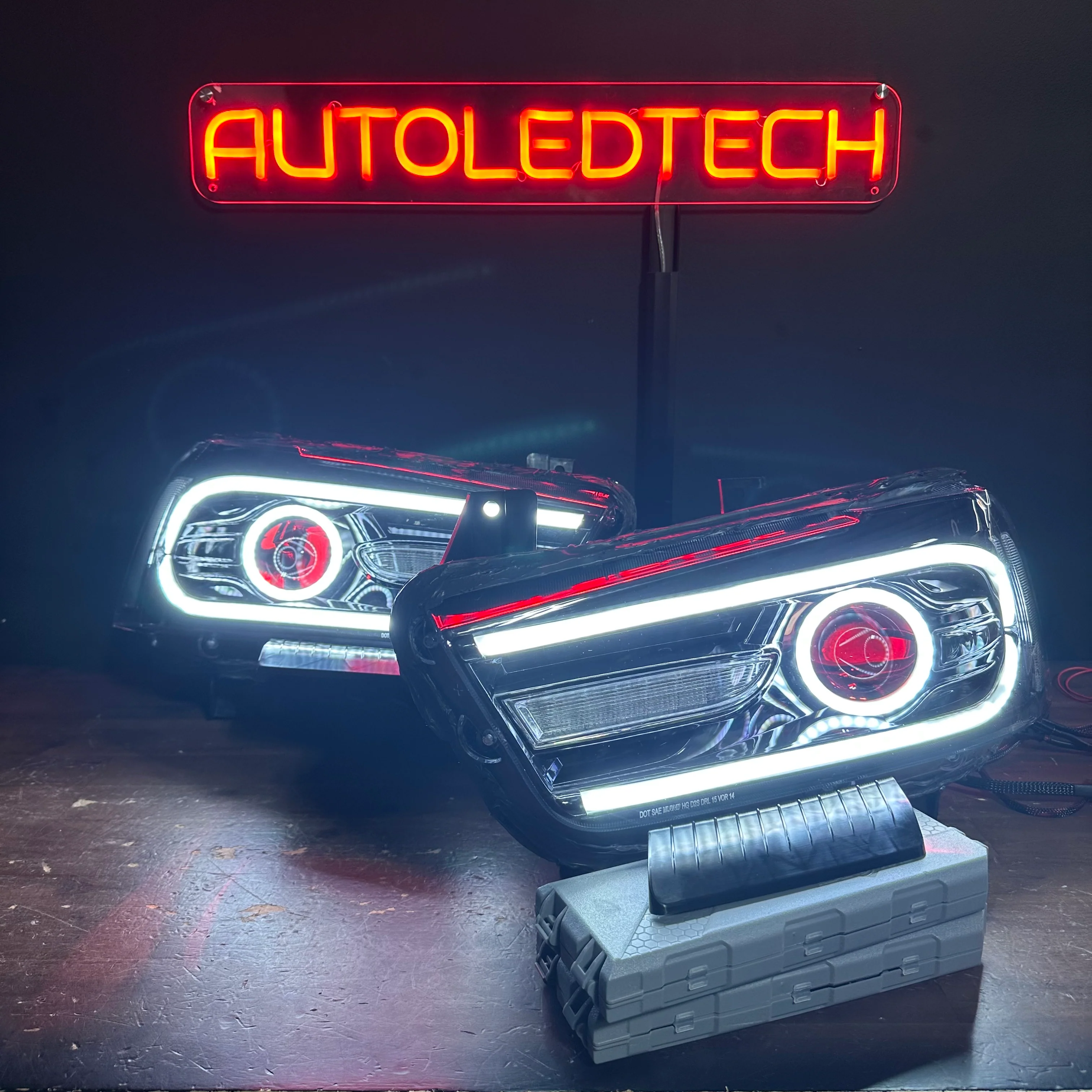 2011-2014 Dodge Charger RGBW Flow Series LED DRL Projector Headlights - Image 5