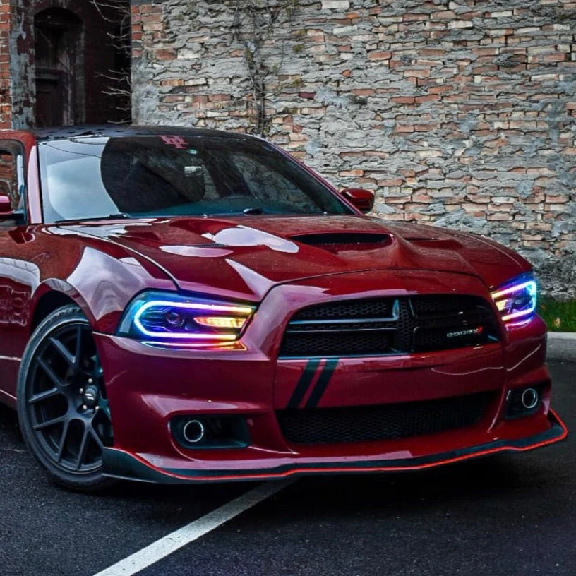 2011-2014 Dodge Charger RGBW Flow Series LED DRL Projector Headlights - Image 6