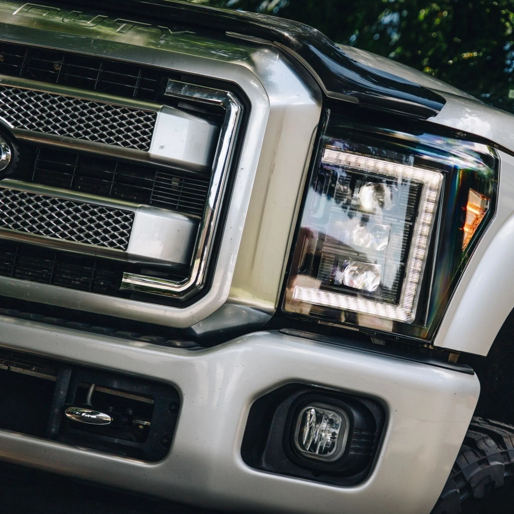 2011-2016 Ford Super Duty F250 White Amber XB LED DRL Projector Headlights - Image 13