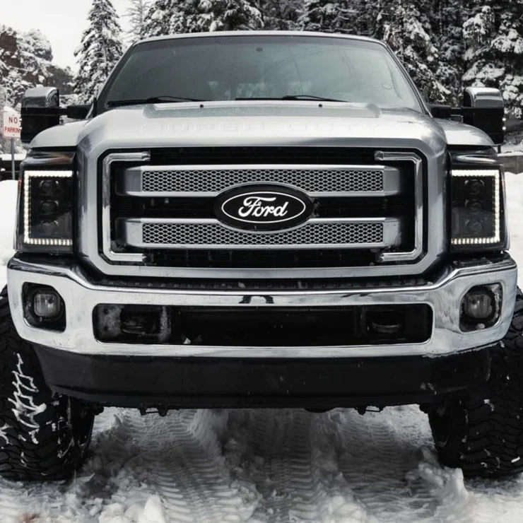 2011-2016 Ford Super Duty F250 White Amber XB LED DRL Projector Headlights - Image 18