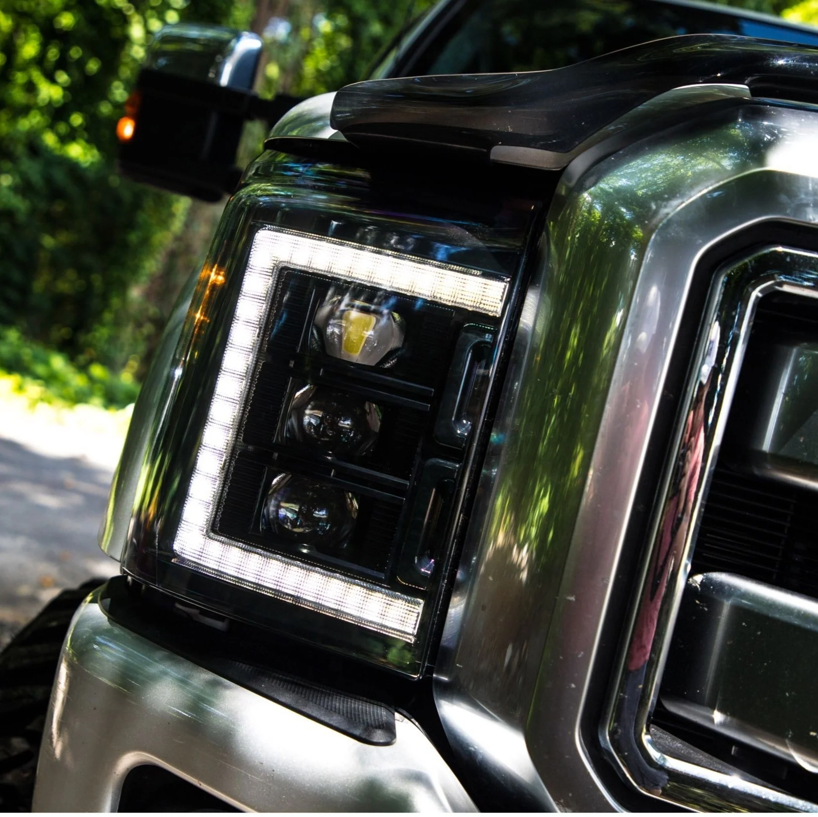 2011-2016 Ford Super Duty F250 White Amber XB LED DRL Projector Headlights - Image 4