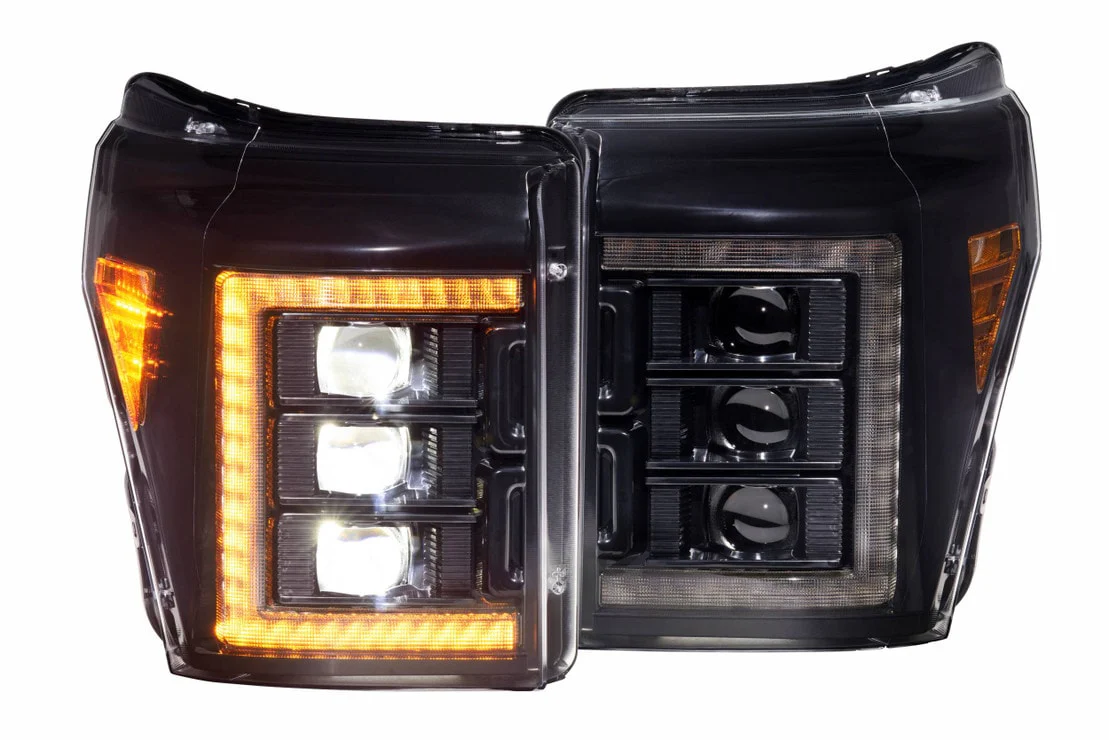2011-2016 Ford Super Duty F250 White Amber XB LED DRL Projector Headlights - Image 6