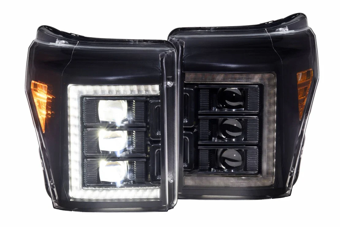 2011-2016 Ford Super Duty F250 White Amber XB LED DRL Projector Headlights - Image 7