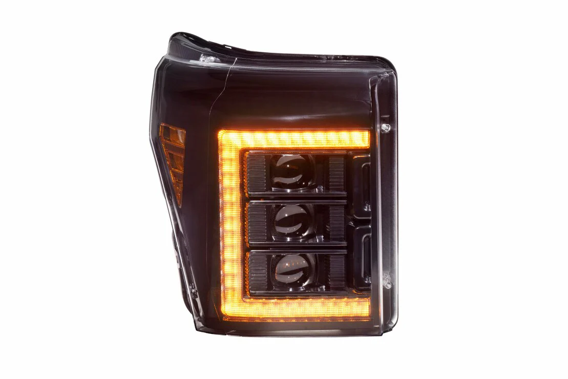 2011-2016 Ford Super Duty F250 White Amber XB LED DRL Projector Headlights - Image 8