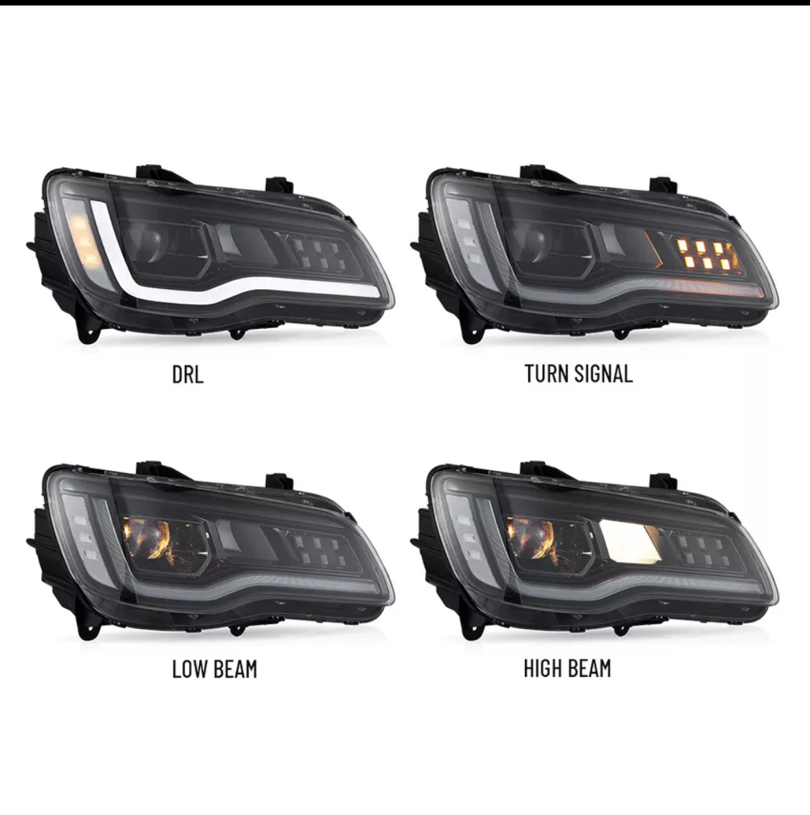 2011-2023 Chrysler 300 RGBW Flow Series LED DRL Prebuilt Headlights - Image 7