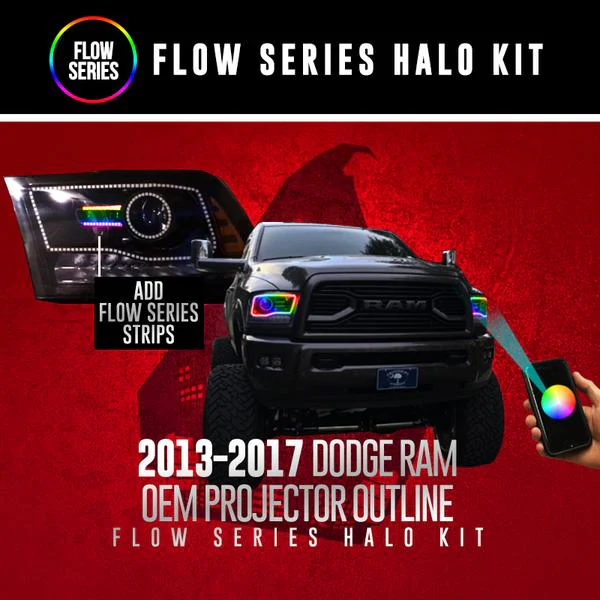 2013-2018 Dodge Ram 1500 2500 RGBW Flow Series LED Halo Kit (Outline) - Image 11