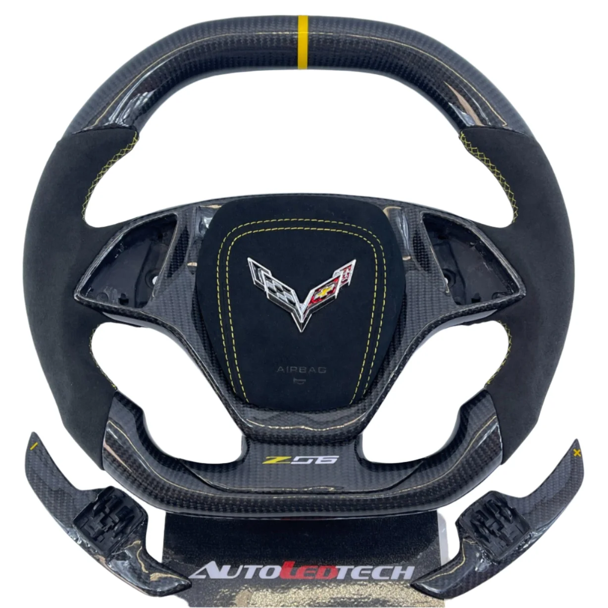 2014-2019 C7 Corvette Carbon Fiber Steering Wheel w/ LED RPM Display - Image 4