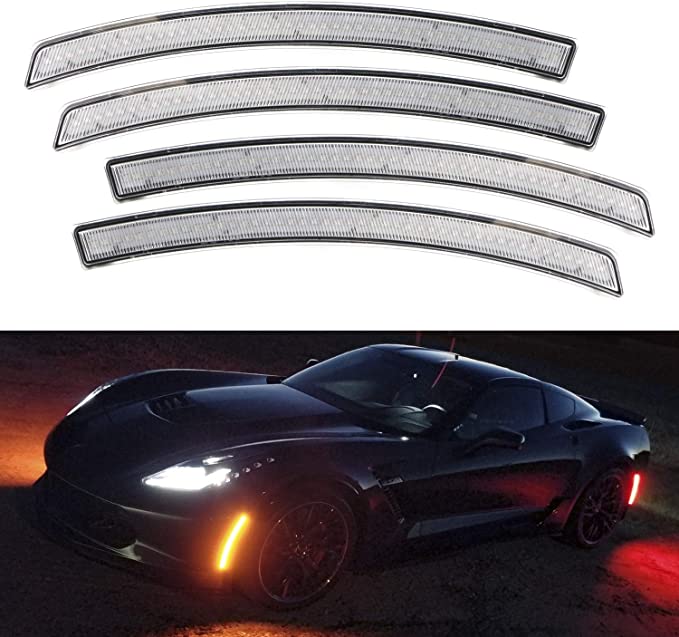 2014-2019 Chevrolet C7 Corvette Clear or Smoked LED Sidemarkers Rear Bumper Lights - Image 14