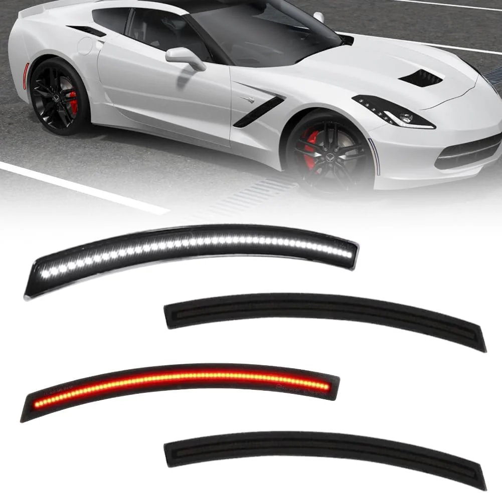 2014-2019 Chevrolet C7 Corvette Clear or Smoked LED Sidemarkers Rear Bumper Lights - Image 3