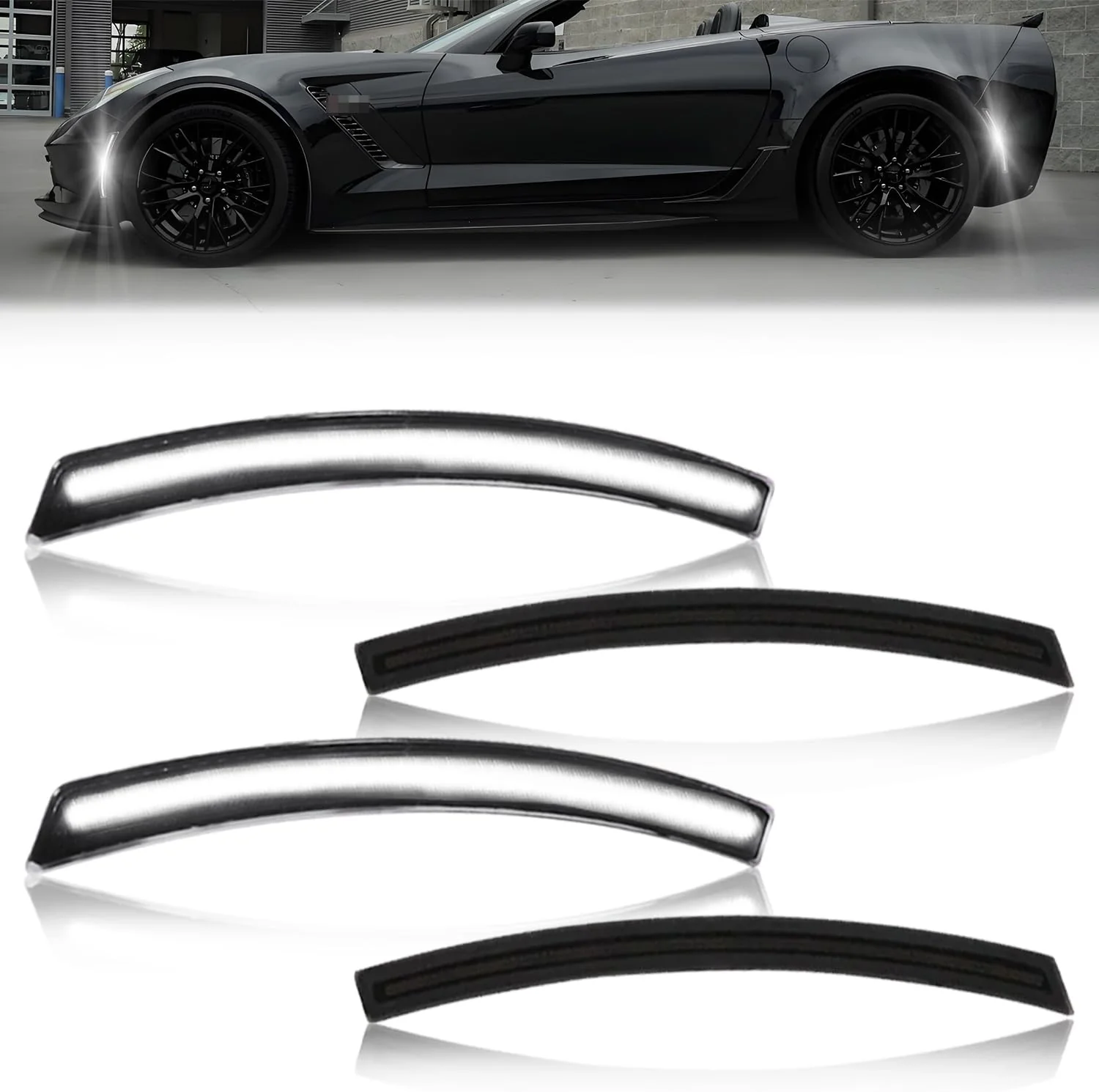 2014-2019 Chevrolet C7 Corvette Clear or Smoked LED Sidemarkers Rear Bumper Lights - Image 4