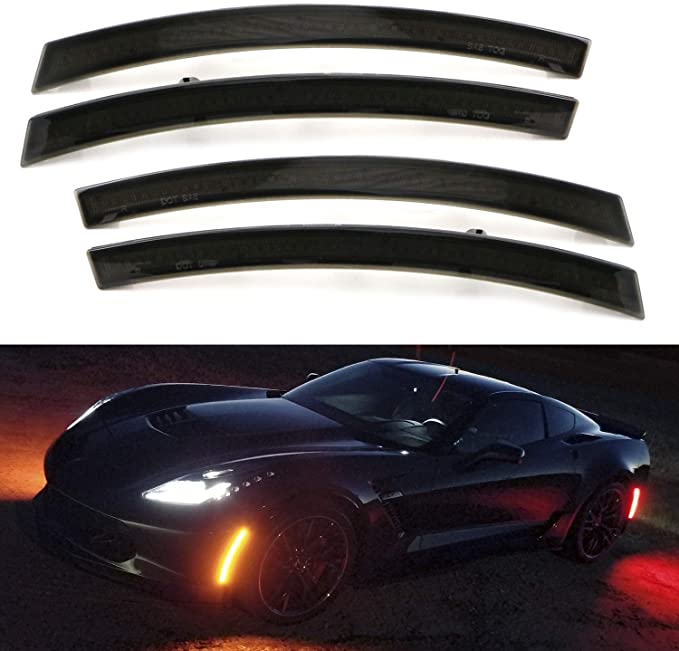 2014-2019 Chevrolet C7 Corvette Clear or Smoked LED Sidemarkers Rear Bumper Lights - Image 7