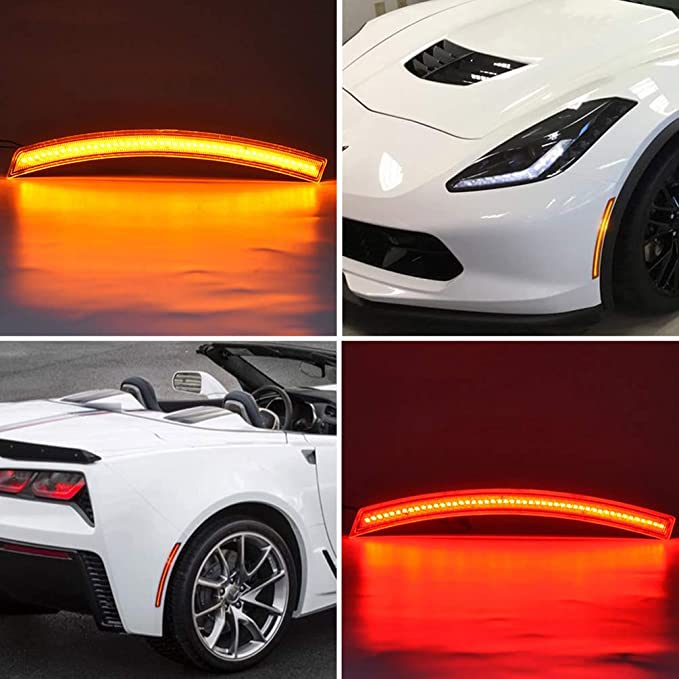 2014-2019 Chevrolet C7 Corvette Clear or Smoked LED Sidemarkers Rear Bumper Lights - Image 8