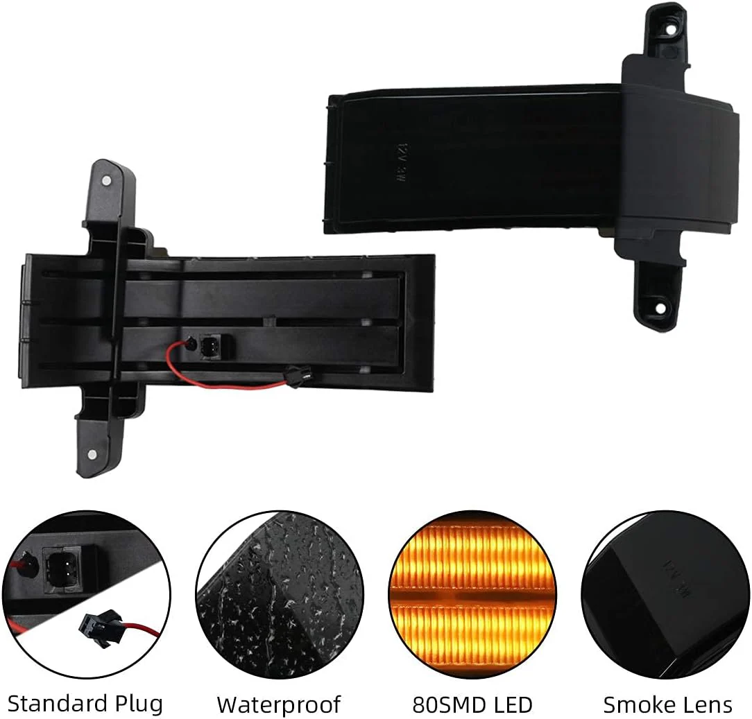 2014-2019 GMC Chevy Sierra Silverado HD Smoked Switchback LED Mirror Lights - Image 3