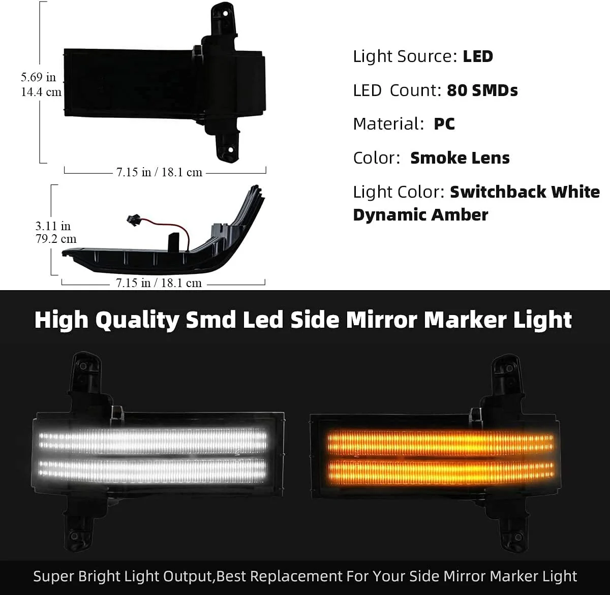 2014-2019 GMC Chevy Sierra Silverado HD Smoked Switchback LED Mirror Lights - Image 4