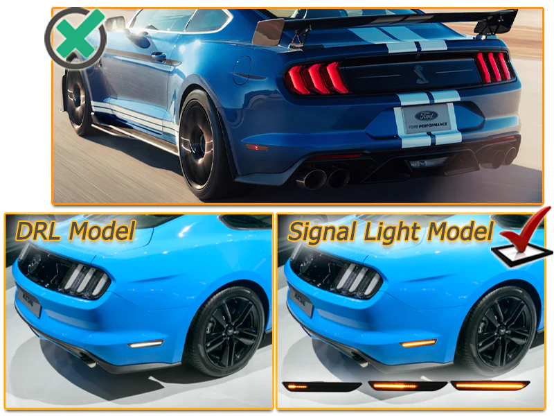 2015-2017 Ford Mustang Smoked Clear Sequential Switchback LED Side Marker Lights - Image 6