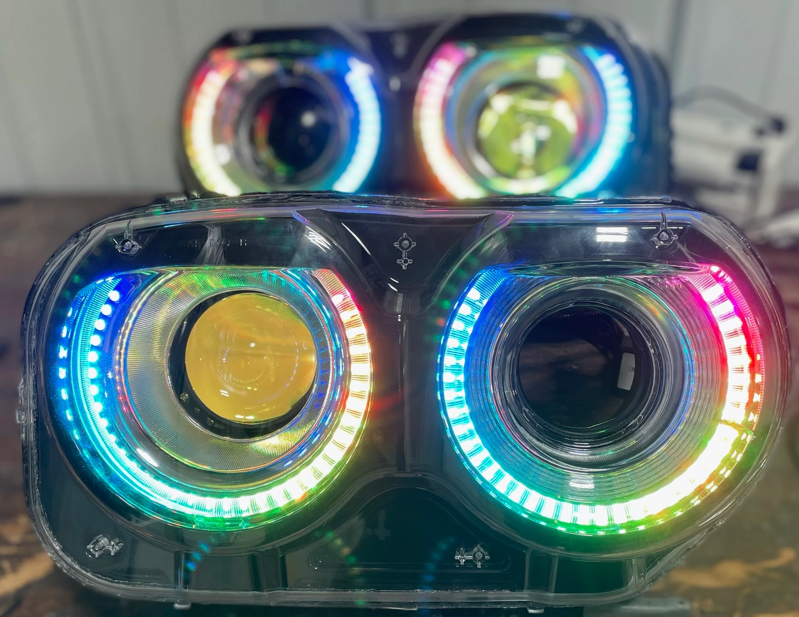 2015-2023 Dodge Challenger RGBW Flow Series LED Halo DRL Prebuilt Headlights - Image 14