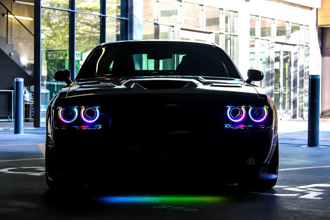 2015-2023 Dodge Challenger RGBW Flow Series LED Halo DRL Prebuilt Headlights - Image 15