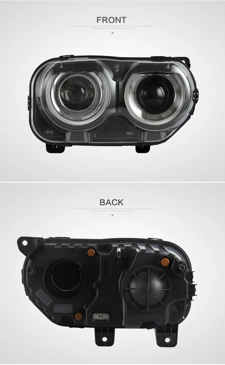 2015-2023 Dodge Challenger RGBW Flow Series LED Halo DRL Prebuilt Headlights - Image 34