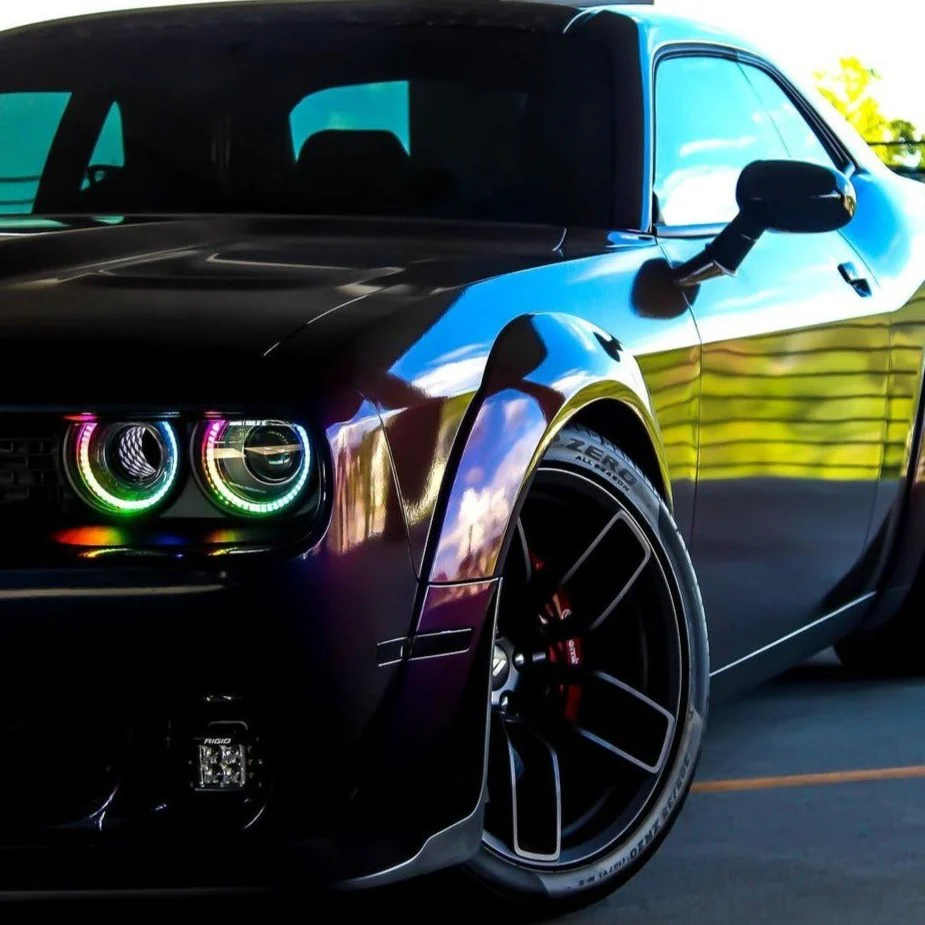 2015-2023 Dodge Challenger RGBW Flow Series LED Halo DRL Prebuilt Headlights - Image 7