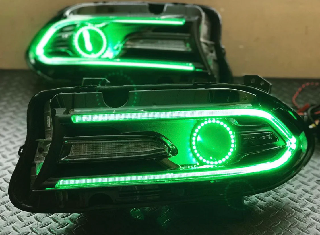 2015-2023 Dodge Charger RGBW Flow Series LED DRL Prebuilt Halo Headlights - Image 31