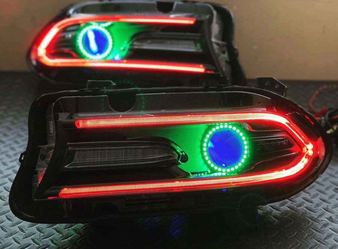 2015-2023 Dodge Charger RGBW Flow Series LED DRL Prebuilt Halo Headlights - Image 33
