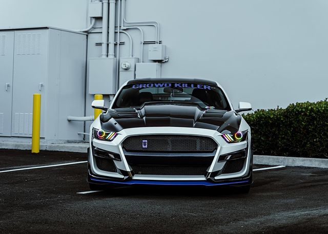 2015-2017 Ford Mustang Flow Series RGBW LED DRL Halo Prebuilt Headlights - Image 13