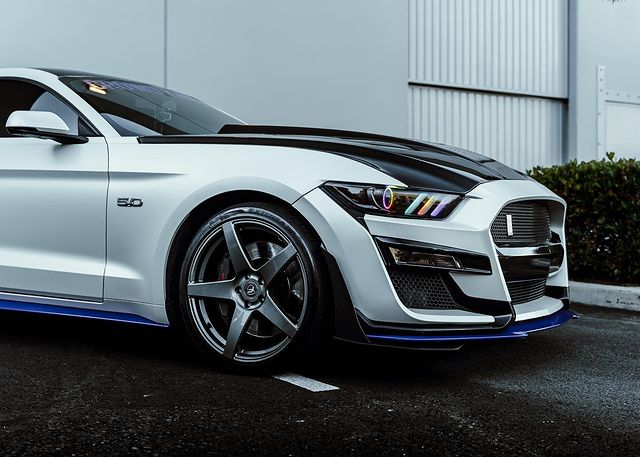 2015-2017 Ford Mustang Flow Series RGBW LED DRL Halo Prebuilt Headlights - Image 14