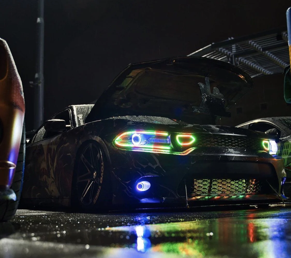 2015-2023 Dodge Charger RGBW Flow Series LED Grill Snorkel Air Intake Halo Kit - Image 12