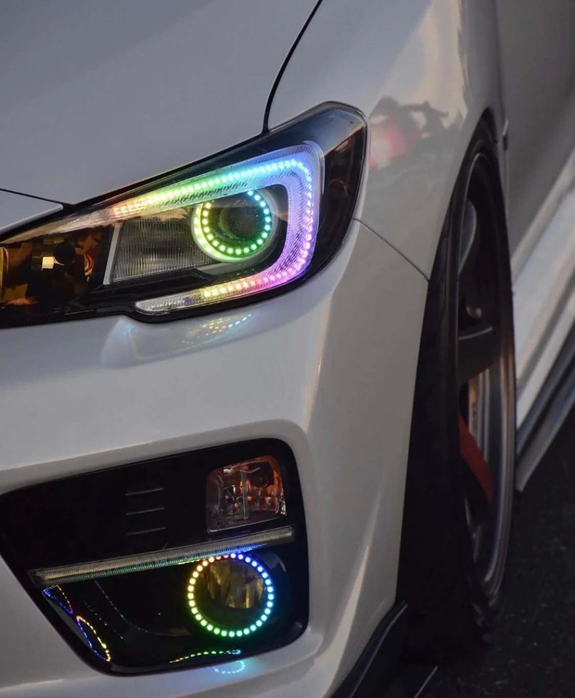2015-2017 Subaru WRX STI RGBW Color-Chasing C-Bar LED DRL Board Halo Kit - Image 5