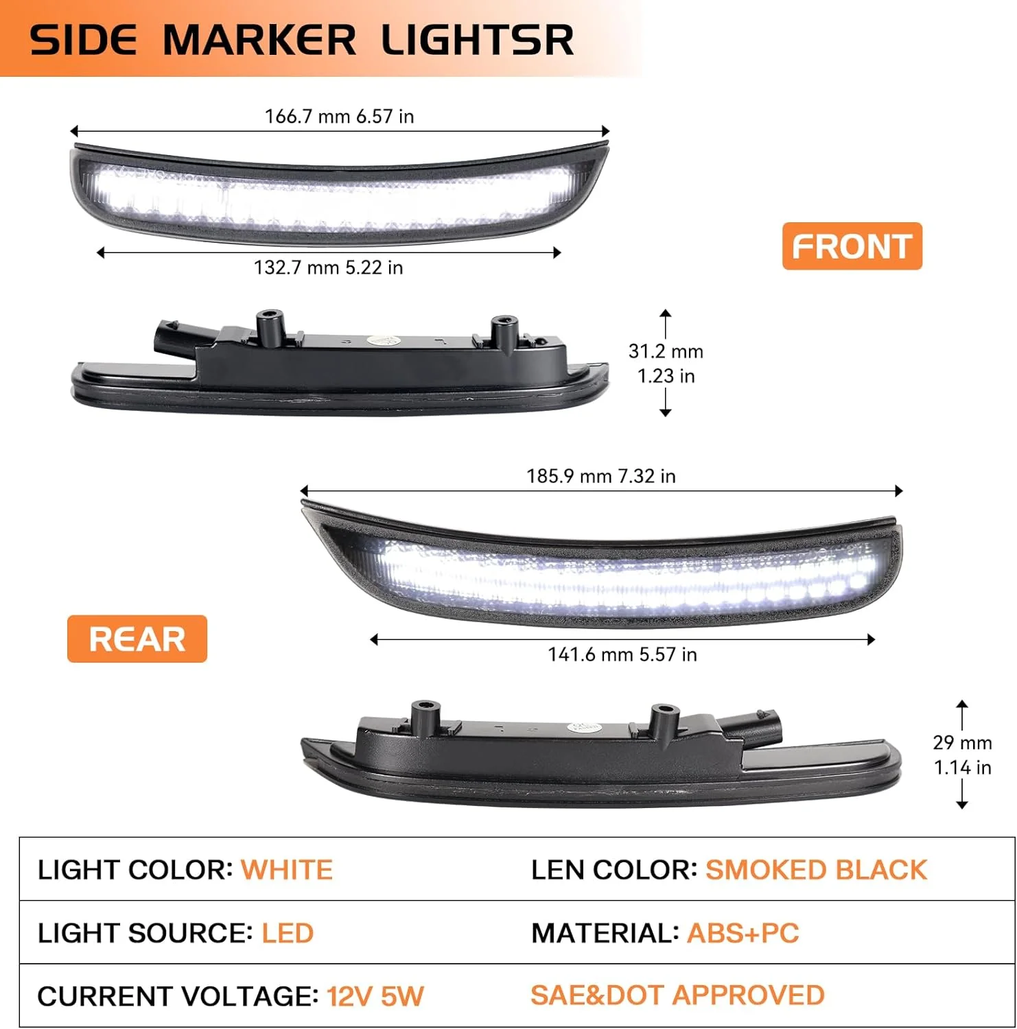 2015-2023 Chrysler 300 SCANNING White LED Smoked Side Marker Lights - Image 9