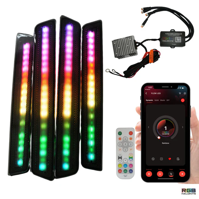 2015-2023 Dodge Challenger RGB Flow Series LED Smoked Side Marker Lights - Image 4