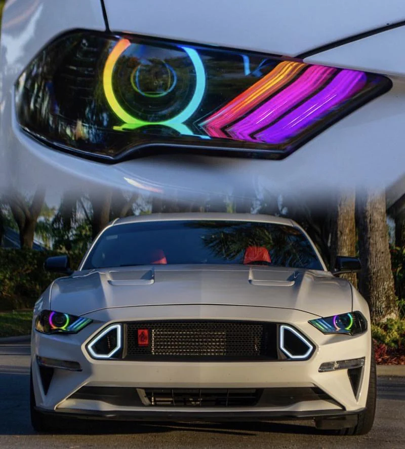 2018-2023 Ford Mustang RGBW Flow Series LED DRL Halo Headlights - Image 27