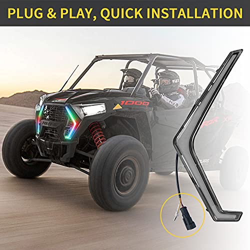 2019-2022 Polaris RZR XP 1000/Turbo/S RGBW Color-Chasing LED Fang Grill DRL Lights - Image 6